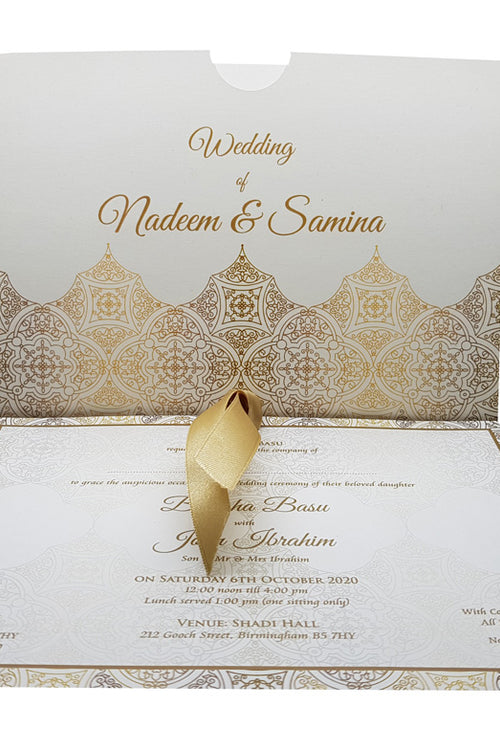 Load image into Gallery viewer, Golden Damask Pocket Invitation ABC 895
