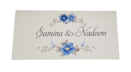 Load image into Gallery viewer, Personalised Floral Blue Wedding Invitation ABC 913
