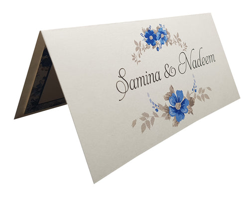 Load image into Gallery viewer, Personalised Floral Blue Wedding Invitation ABC 913
