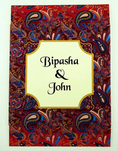 ABC 956 Vibrant Colour Personalised A5 Sized Paisley Large Band Invitation