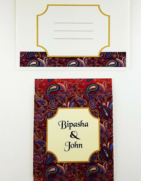 ABC 956 Vibrant Colour Personalised A5 Sized Paisley Large Band Invitation