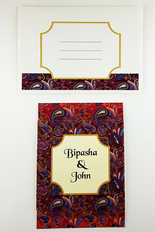 Load image into Gallery viewer, ABC 956 Vibrant Colour Personalised A5 Sized Paisley Large Band Invitation
