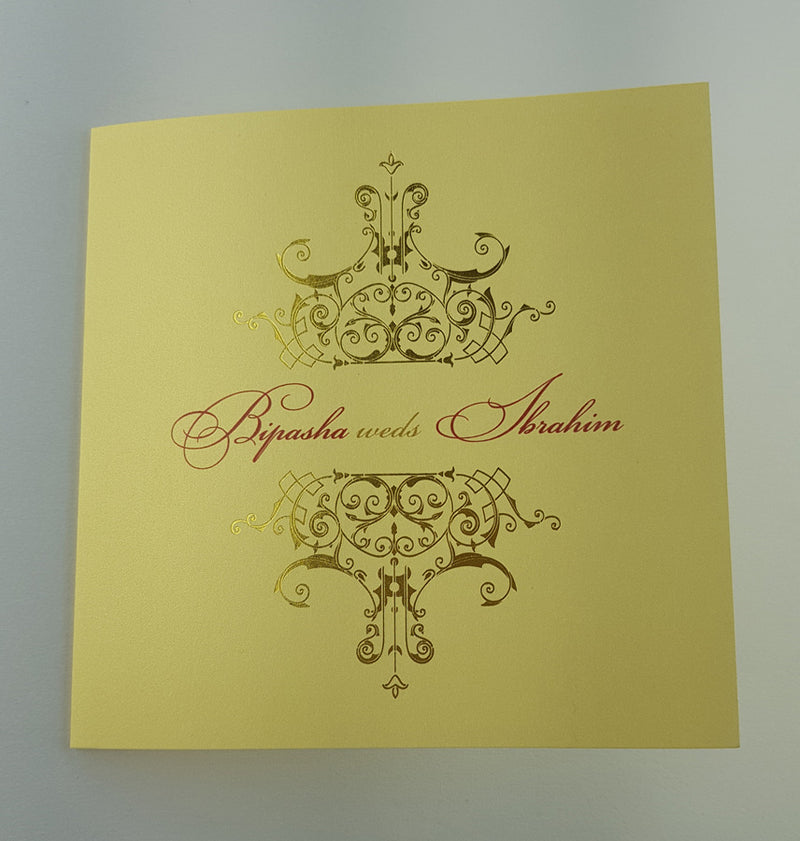 ABC 966 Vintage Gold foiled rustic Personalised Invitation Card