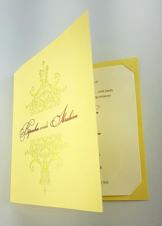 ABC 966 Vintage Gold foiled rustic Personalised Invitation Card