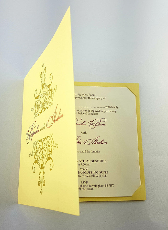 ABC 966 Vintage Gold foiled rustic Personalised Invitation Card