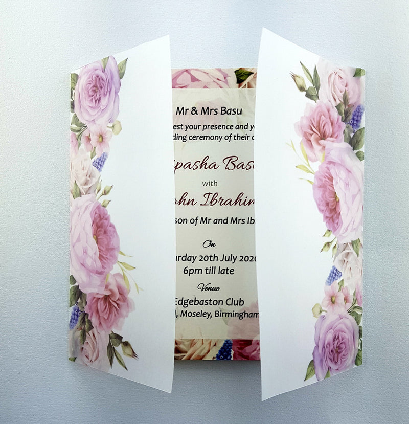 ABC 969  Translucent Lilac Rose Vellum Wrap Invitation