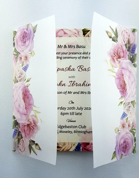 ABC 969  Translucent Lilac Rose Vellum Wrap Invitation