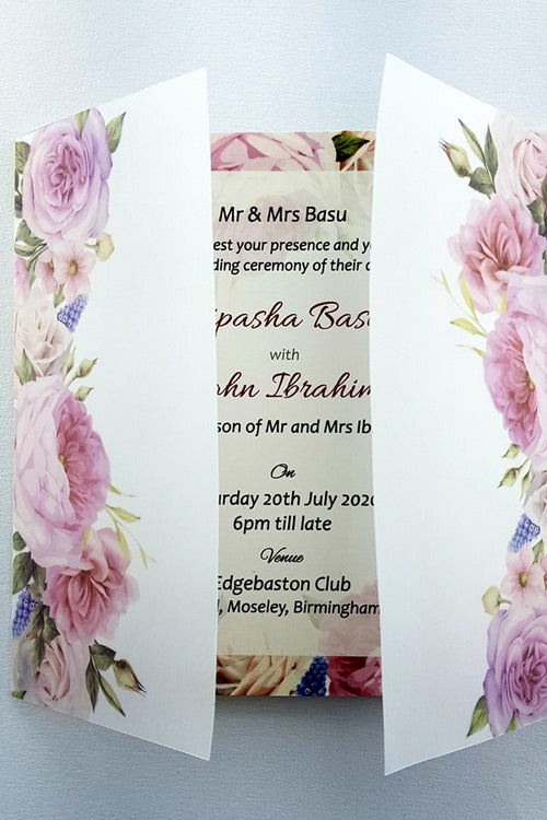 Load image into Gallery viewer, ABC 969  Translucent Lilac Rose Vellum Wrap Invitation
