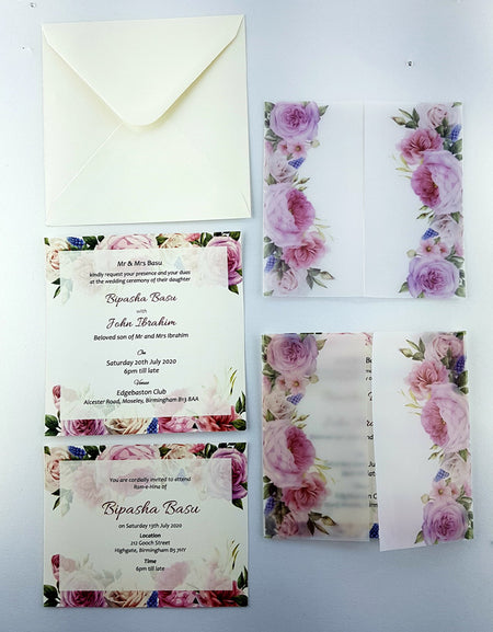 ABC 969  Translucent Lilac Rose Vellum Wrap Invitation
