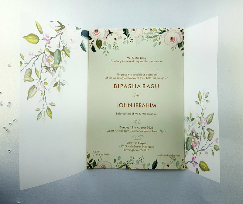 ABC 970 Vellum Translucent Floral Rosebud Invitation