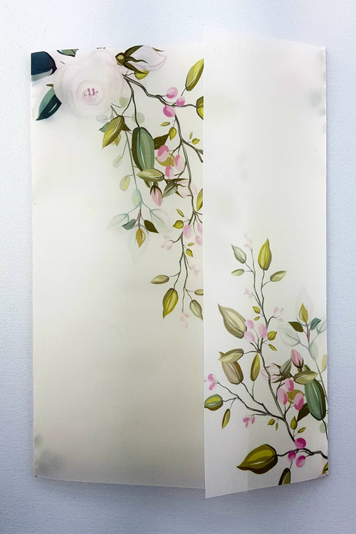 Load image into Gallery viewer, ABC 970 Vellum Translucent Floral Rosebud Invitation
