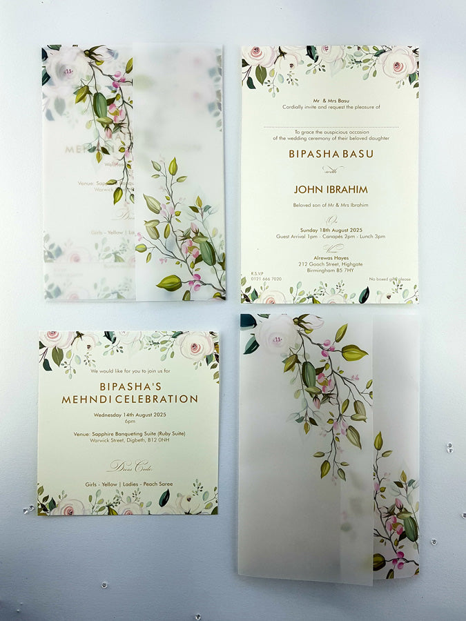 ABC 970 Vellum Translucent Floral Rosebud Invitation