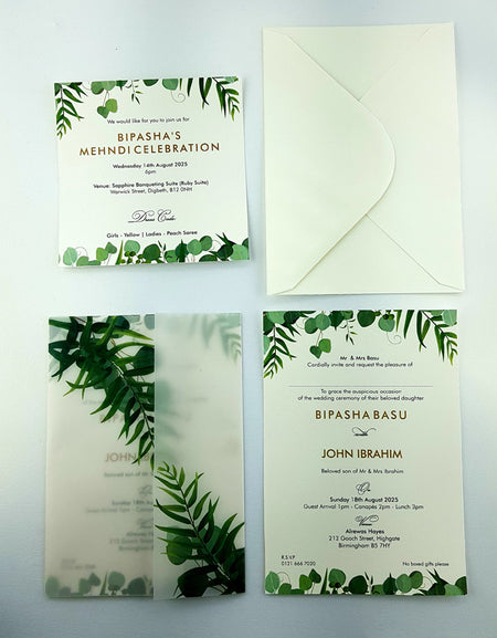 ABC 971 Simple Translucent Botanical Vellum Invitation