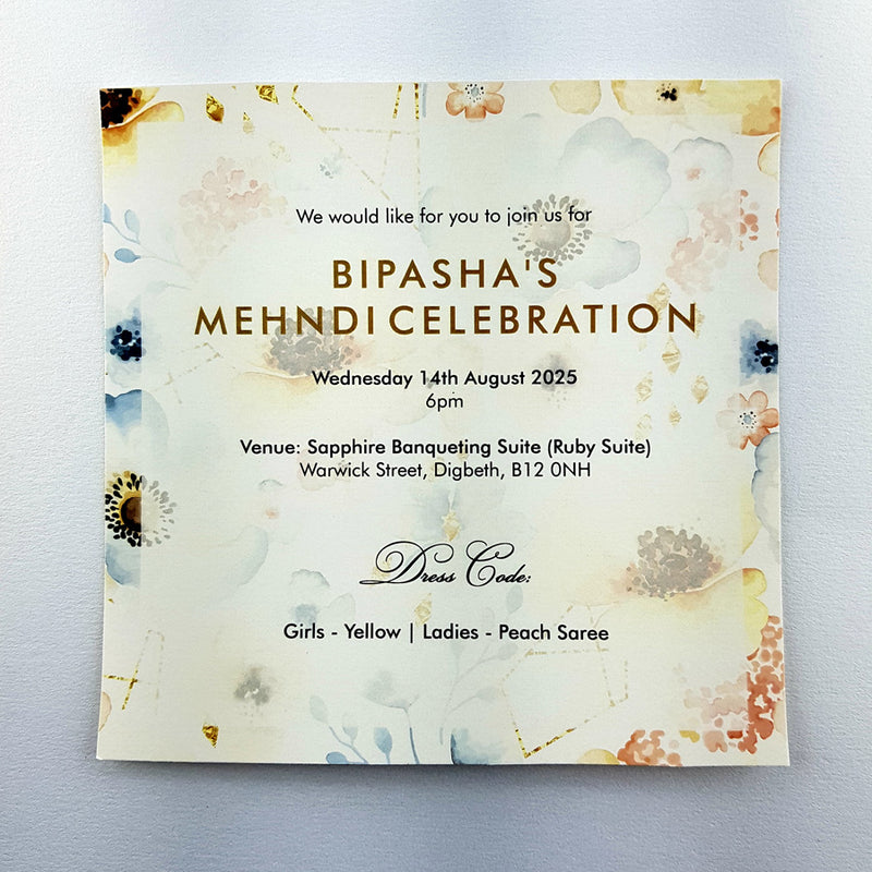 Abstract Floral Golden Invitation ABC 972