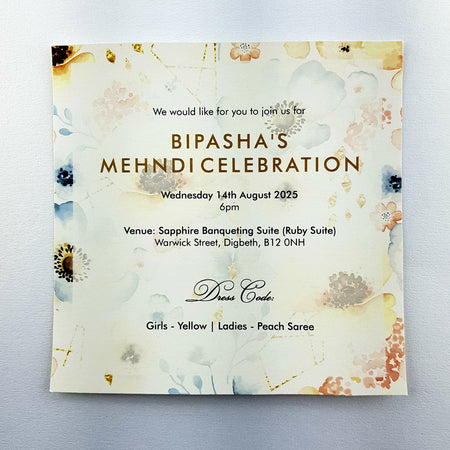Abstract Floral Golden Invitation ABC 972