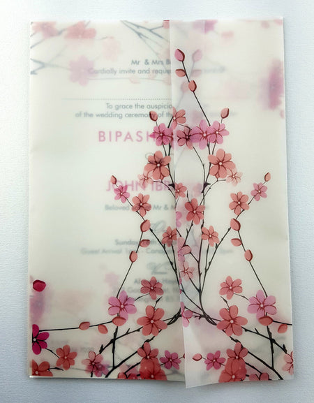 ABC 974 Translucent Cherry Blossom Vellum Invitation