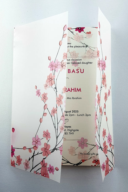 Load image into Gallery viewer, ABC 974 Translucent Cherry Blossom Vellum Invitation
