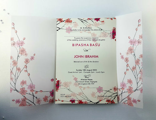 Load image into Gallery viewer, ABC 974 Translucent Cherry Blossom Vellum Invitation
