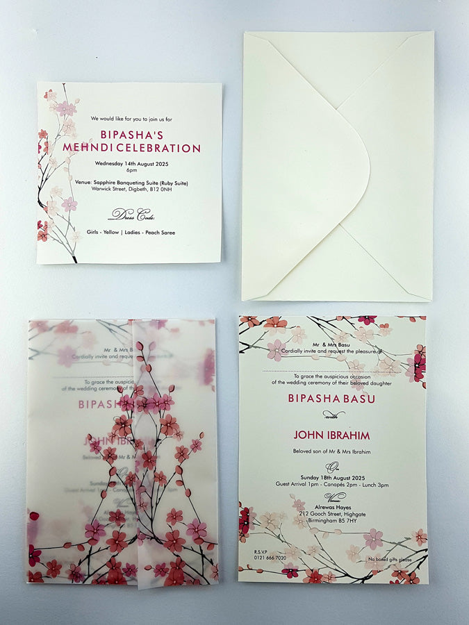 ABC 974 Translucent Cherry Blossom Vellum Invitation