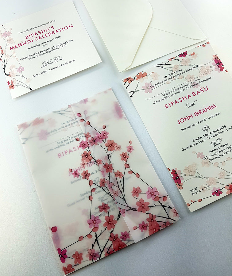 ABC 974 Translucent Cherry Blossom Vellum Invitation