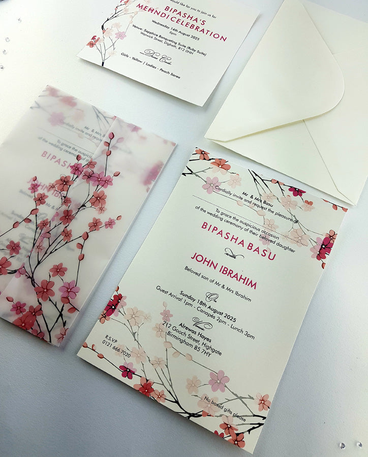 ABC 974 Translucent Cherry Blossom Vellum Invitation