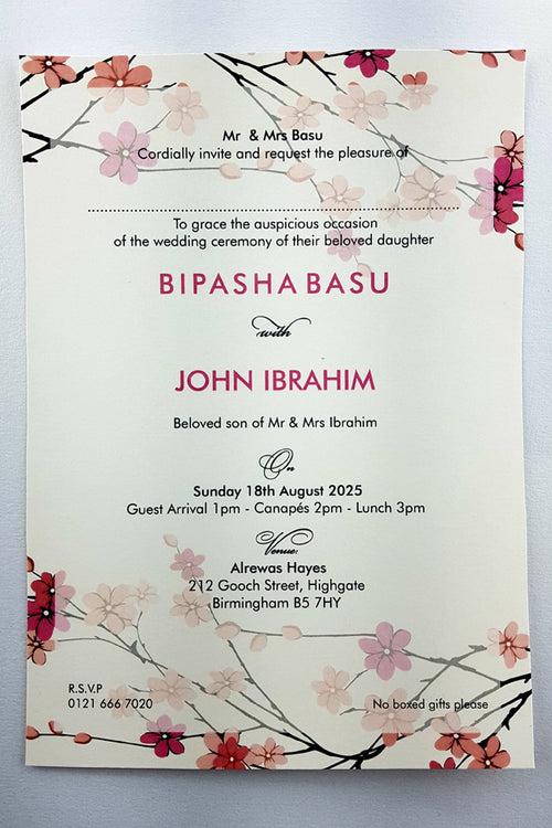 Load image into Gallery viewer, ABC 974 Translucent Cherry Blossom Vellum Invitation
