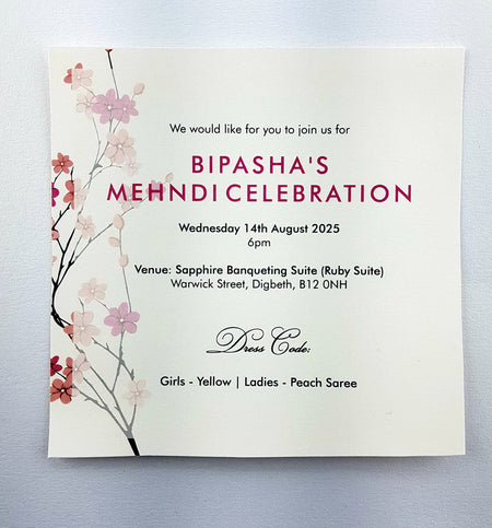 Simple Cherry Blossom Invitation ABC 974