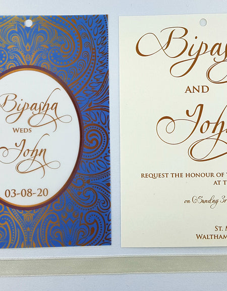 ABC 975 Blue Metallic Vellum Invitation