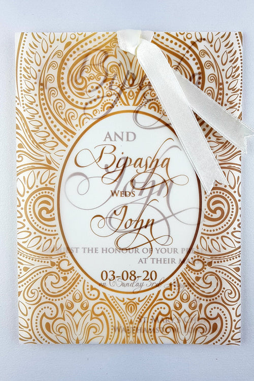 Load image into Gallery viewer, ABC 976 Cream and Gold Vellum Invitation
