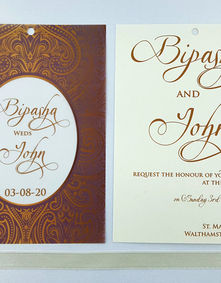 ABC 977 Burgundy Metallic Vellum Invitation