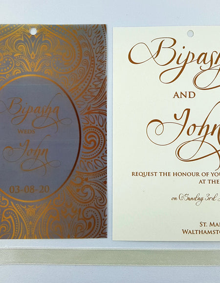 ABC 978 Lilac Metallic Layered Ribbon Vellum Invitation