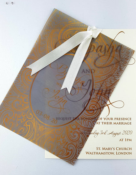 ABC 978 Lilac Metallic Layered Ribbon Vellum Invitation