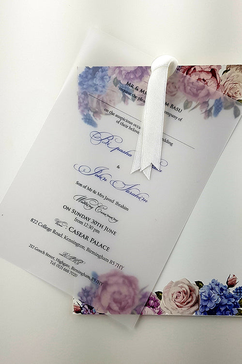 Load image into Gallery viewer, ABC 980 Floral Vellum Invitation
