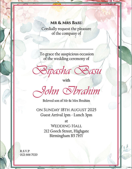 ABC 1137 Floral A5 Invitation