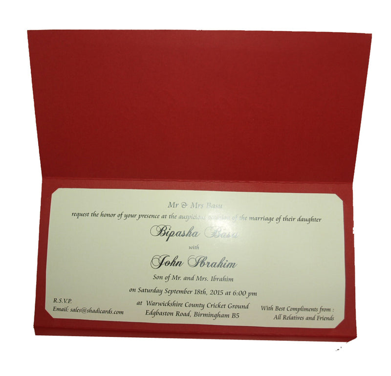 ABC 330 WI Red Wedding Invitation