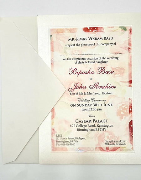 B 0027 - 101 Floral Pink Invitation
