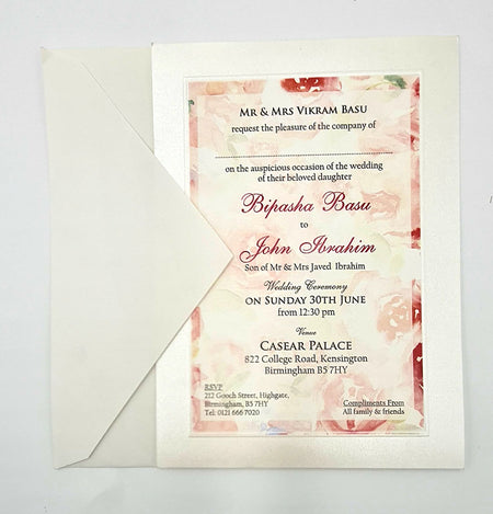 B 0027 - 101 Floral Pink Invitation