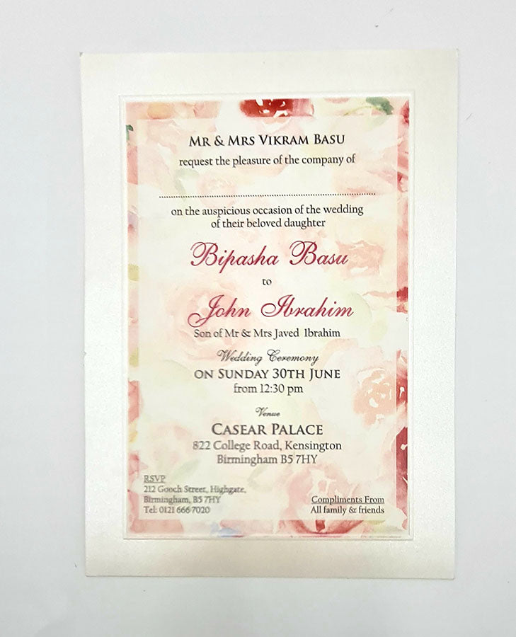 B 0027 - 101 Floral Pink Invitation