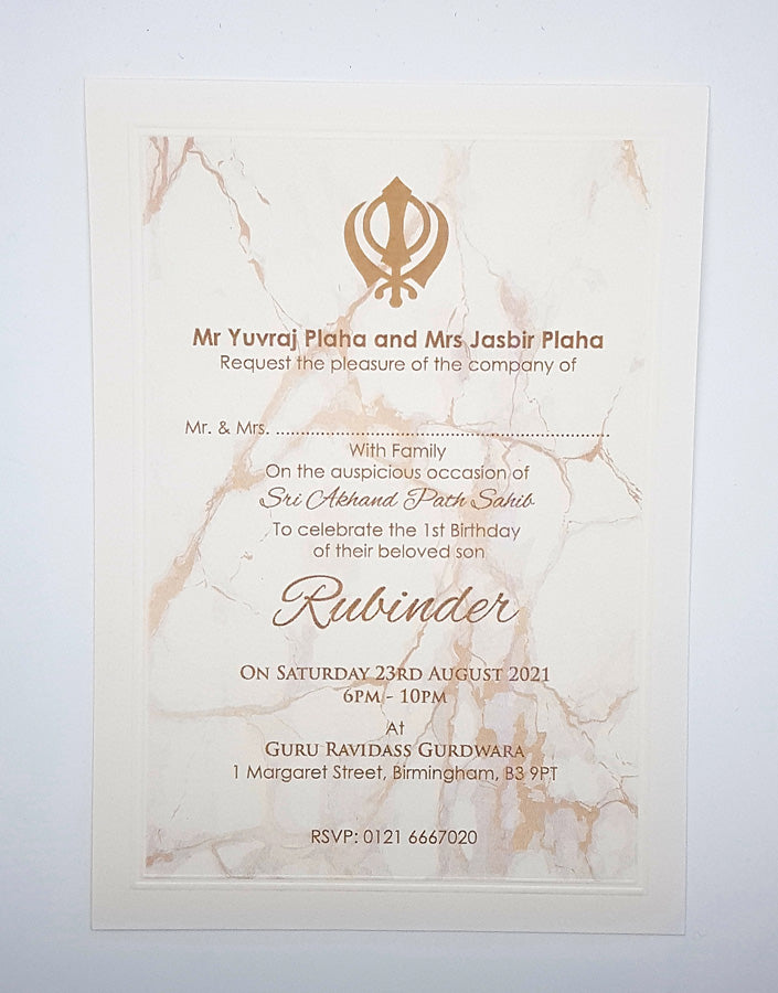 Panache 0028 Marble Effect Akhand Path Invitation