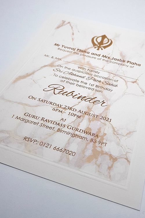Load image into Gallery viewer, Panache 0028 Marble Effect Akhand Path Invitation
