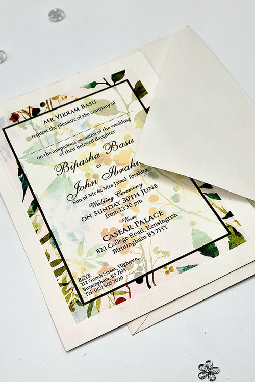 Load image into Gallery viewer, B 0028 - 101 Blue Green Leafy Invitation
