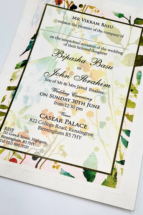 Load image into Gallery viewer, B 0028 - 101 Blue Green Leafy Invitation
