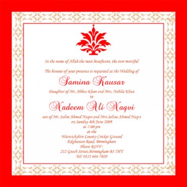 Bright red Flat Square bordered wedding invitation card design BA126