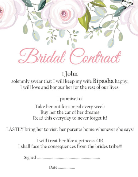 Baby Pink Floral – A1 Bridal Contract, Marriage Contract