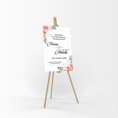 Peach Black Floral – A1 Mounted Welcome Poster
