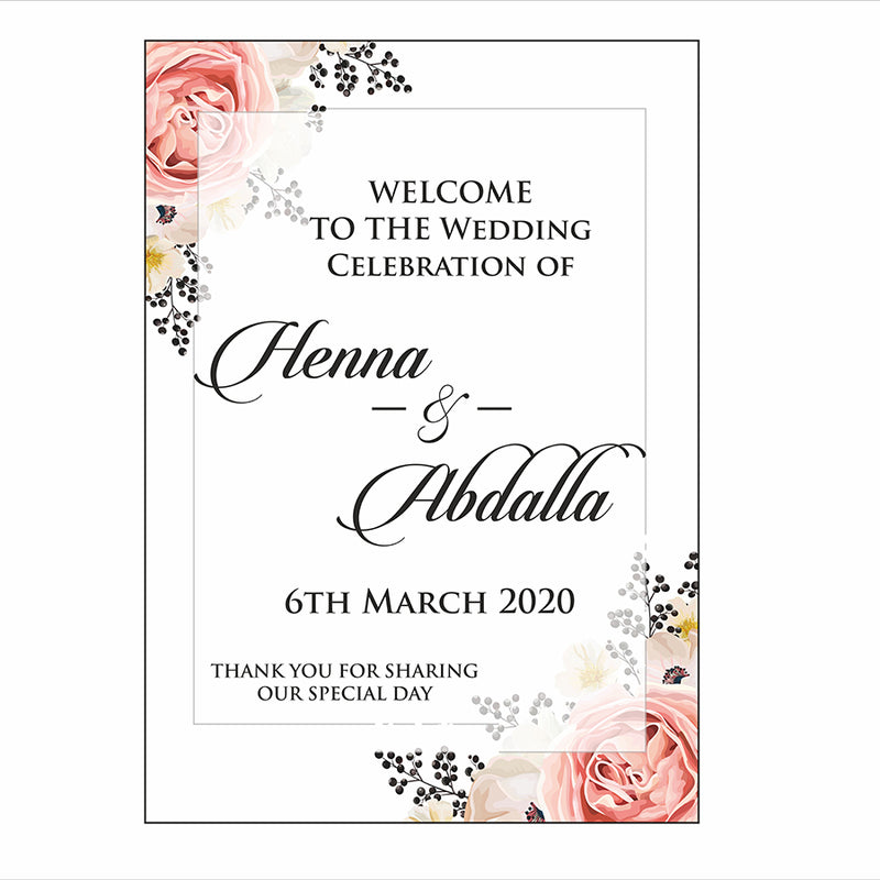 Peach Black Floral – A1 Mounted Welcome Poster