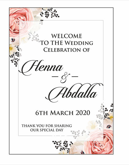 Peach Black Floral – A1 Mounted Welcome Poster