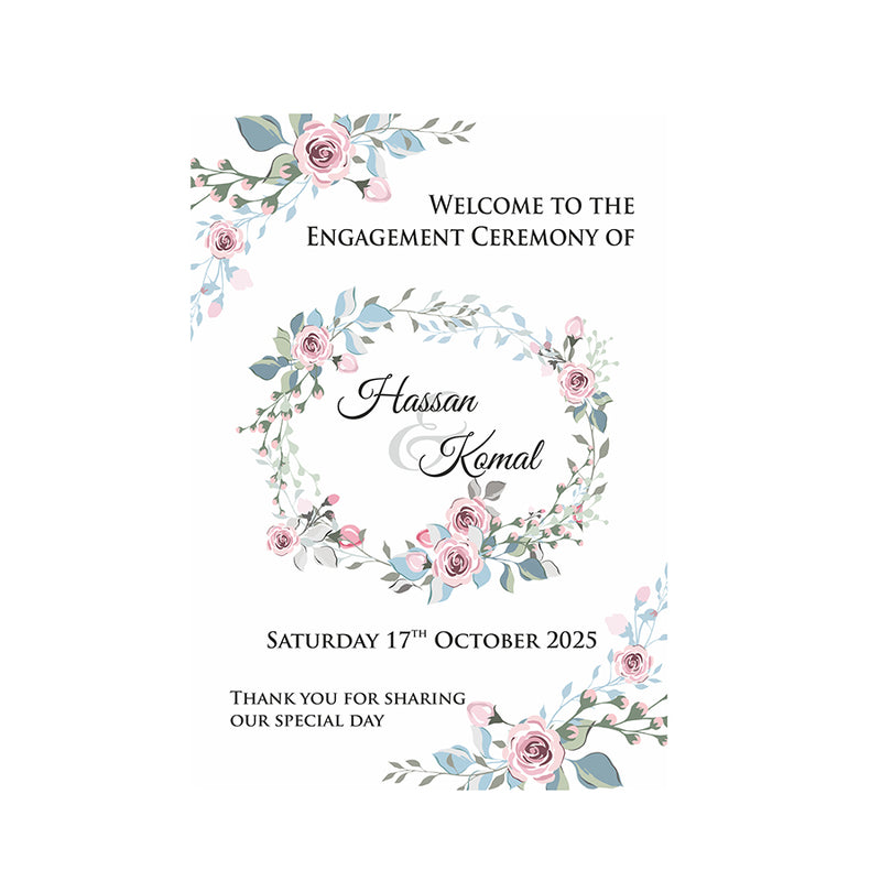 Pastel Floral Wreath – A1 Mounted Welcome Poster