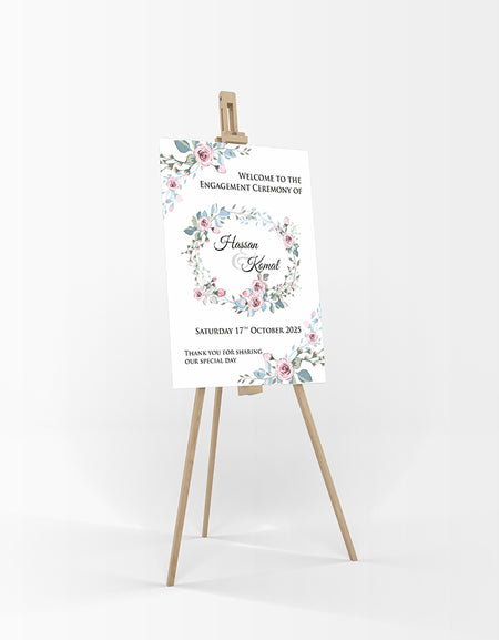 Pastel Floral Wreath – A1 Mounted Welcome Poster