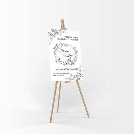 Pastel Floral Wreath – A1 Mounted Welcome Poster